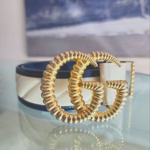 ☆☆SOLD☆☆ Gucci Torchon Gold GG Quilted Azalea Marmont Belt 85 34